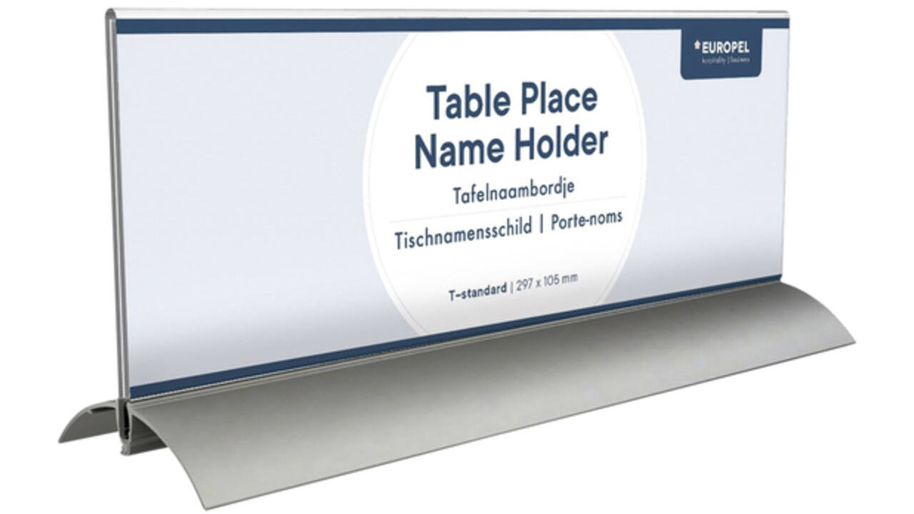 Tafelnaambord Europel 105x297mm acryl aluminium