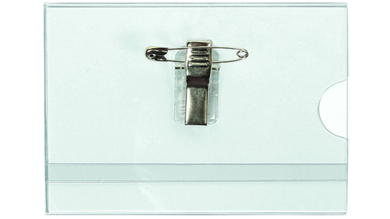 Badge Quantore met clip en speld 60x90mm