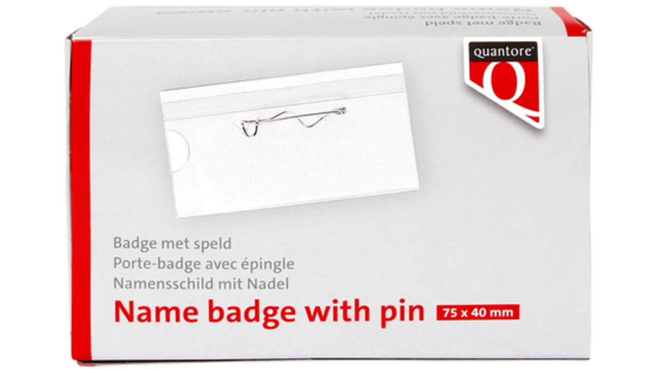 Badge Quantore met speld 40x75mm
