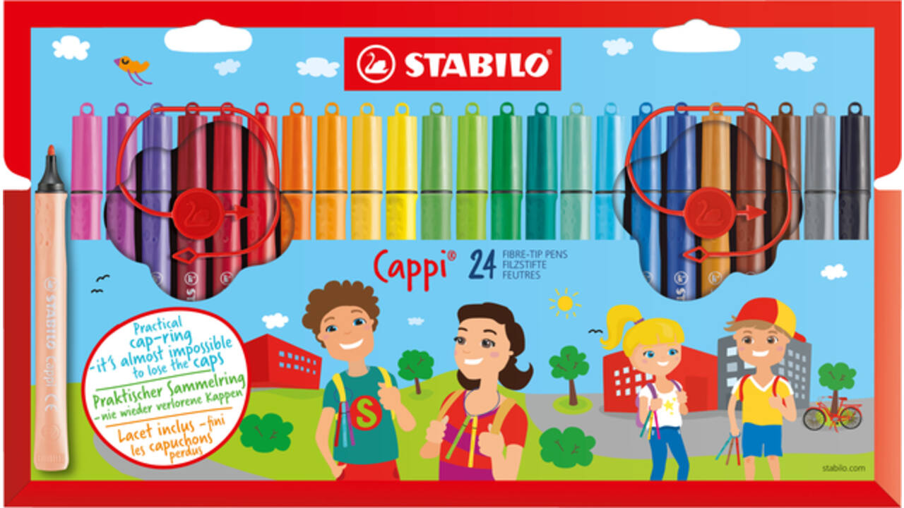Viltstift STABILO Cappi 168/24 medium assorti etui à 24 stuks