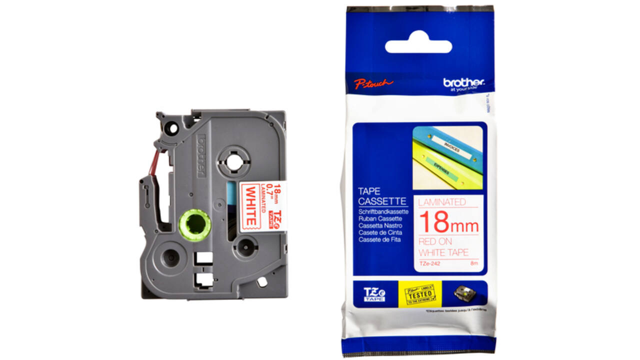 Labeltape Brother P-touch TZE-242 18mm rood op wit