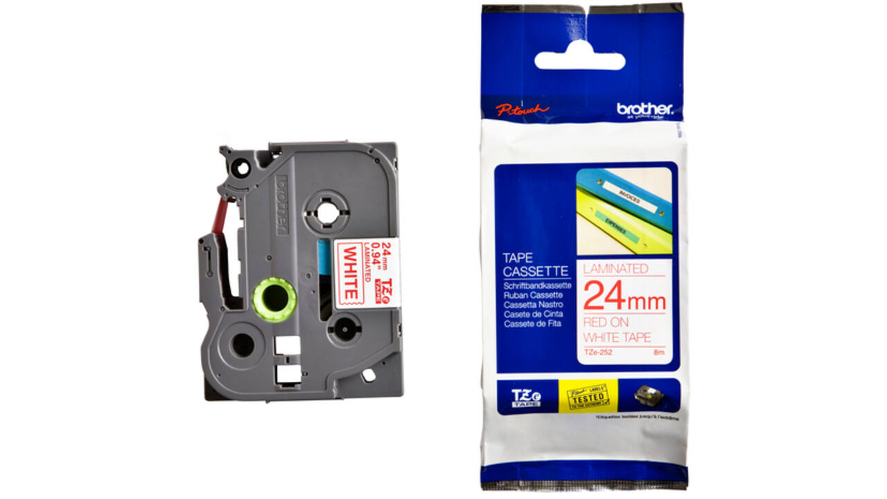 Labeltape Brother P-touch TZE-252 24mm rood op wit