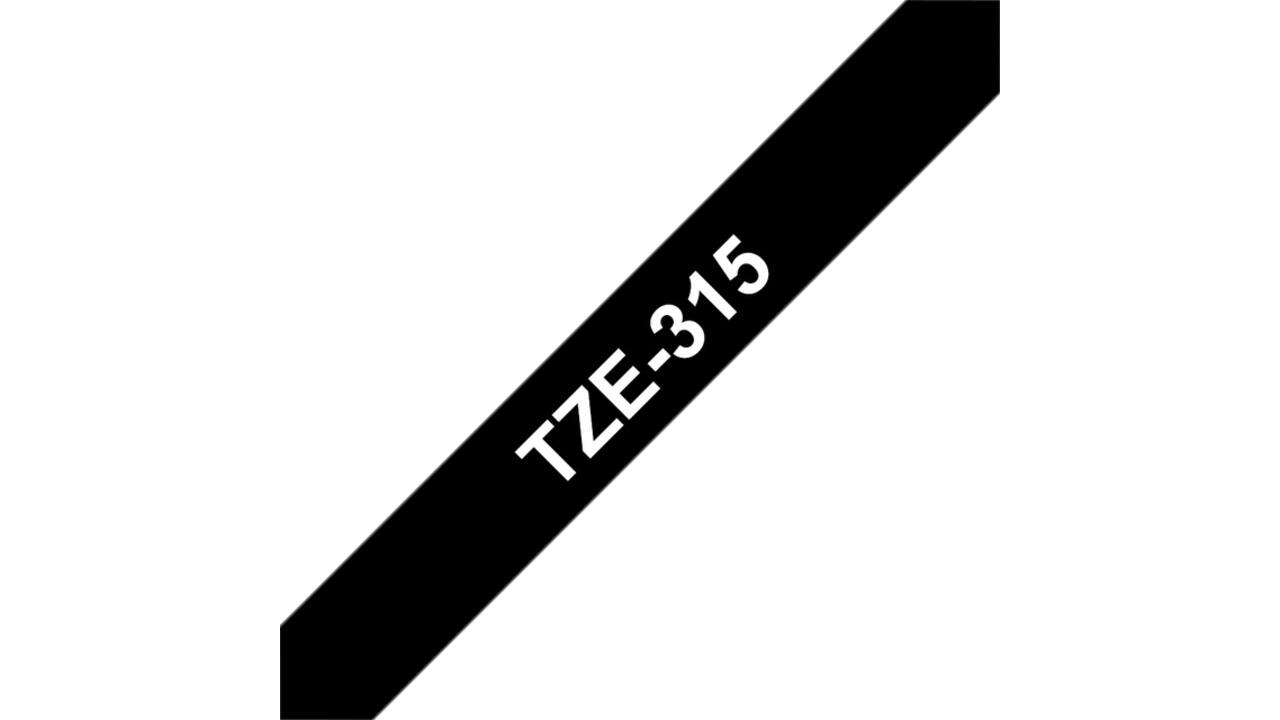 Labeltape Brother P-touch TZE-315 6mm wit op zwart