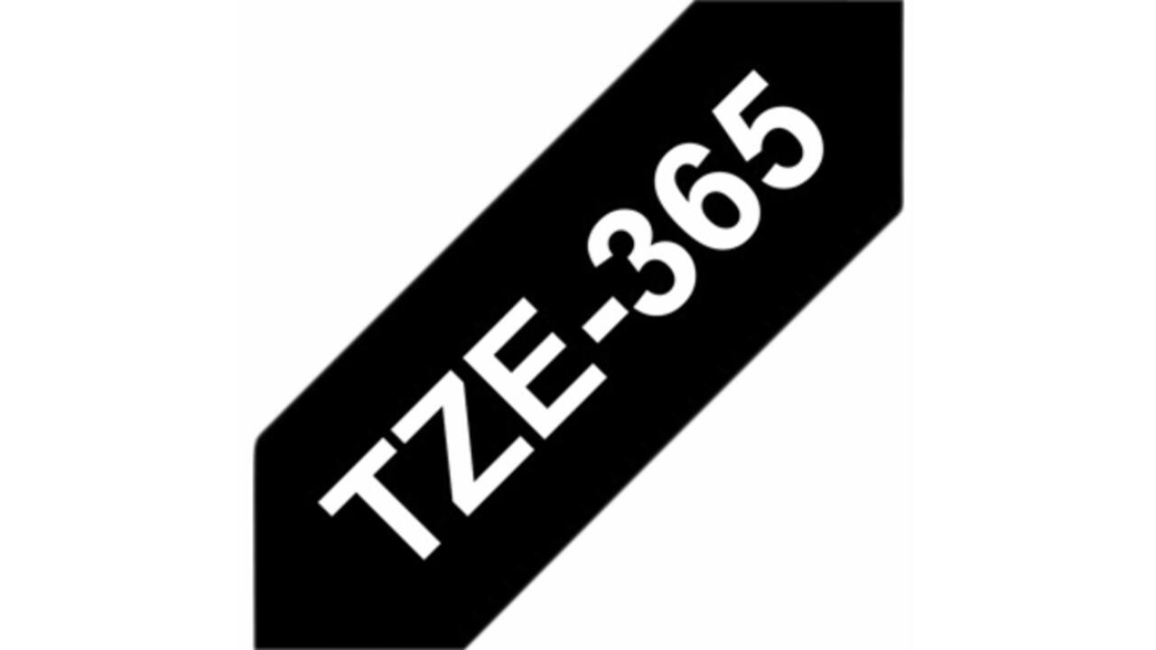 Labeltape Brother P-touch TZE-365 36mm wit op zwart
