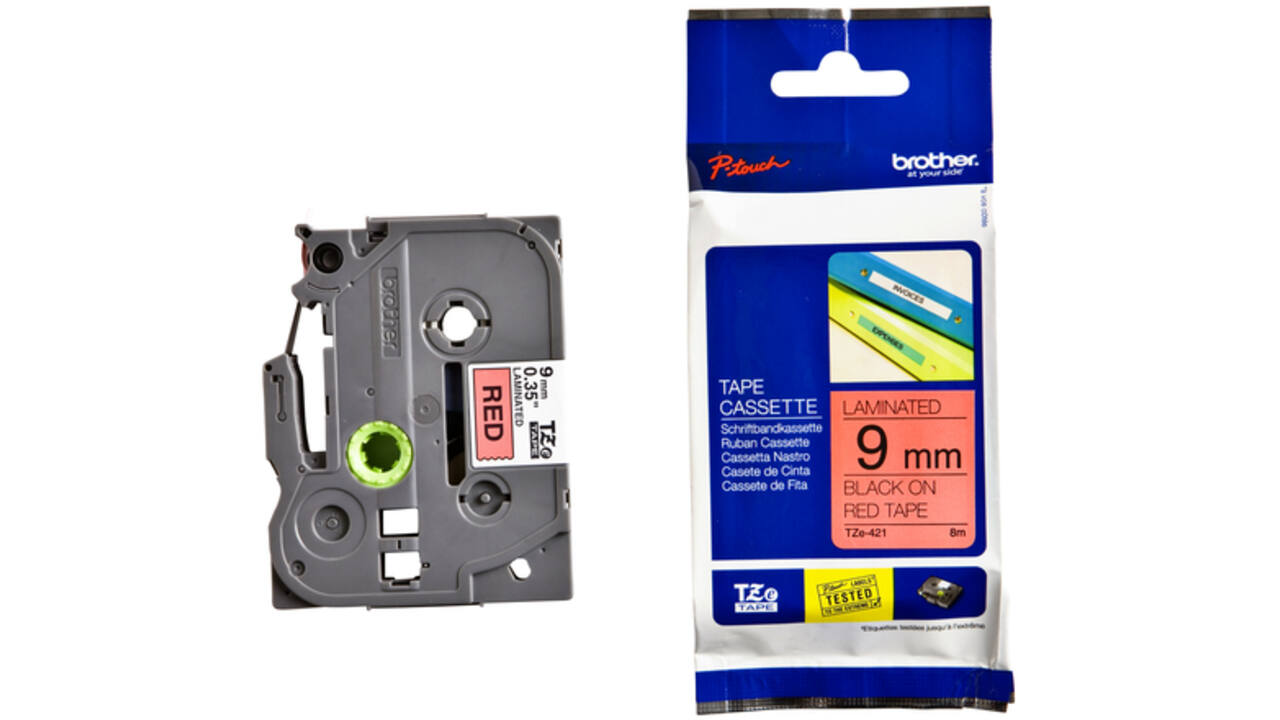 Labeltape Brother P-touch TZE-421 9mm zwart op rood