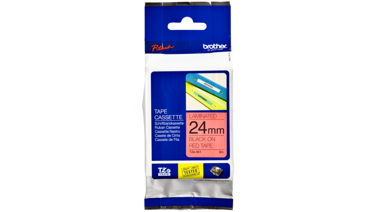 Labeltape Brother P-touch TZE-451 24mm zwart op rood