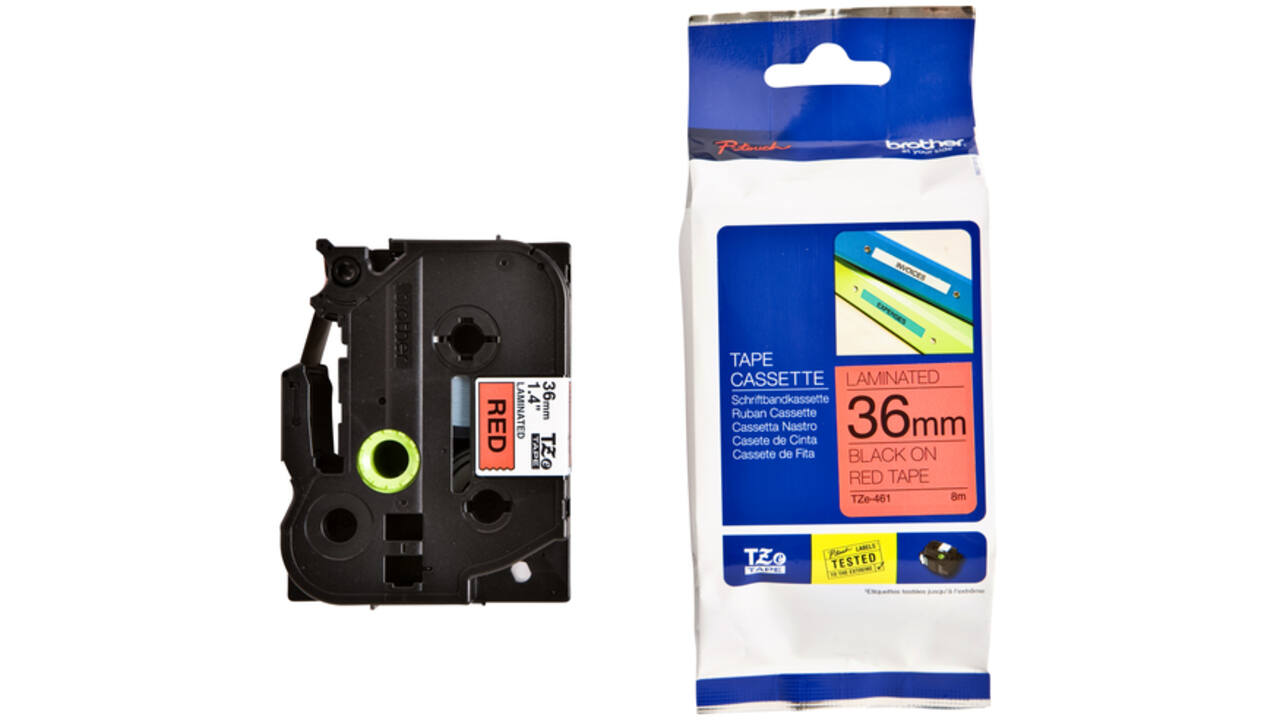 Labeltape Brother P-touch TZE-461 36mm zwart op rood