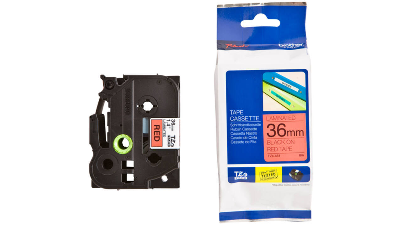 Labeltape Brother P-touch TZE-461 36mm zwart op rood