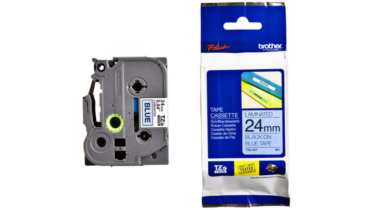 Labeltape Brother P-touch TZE-551 24mm zwart op blauw