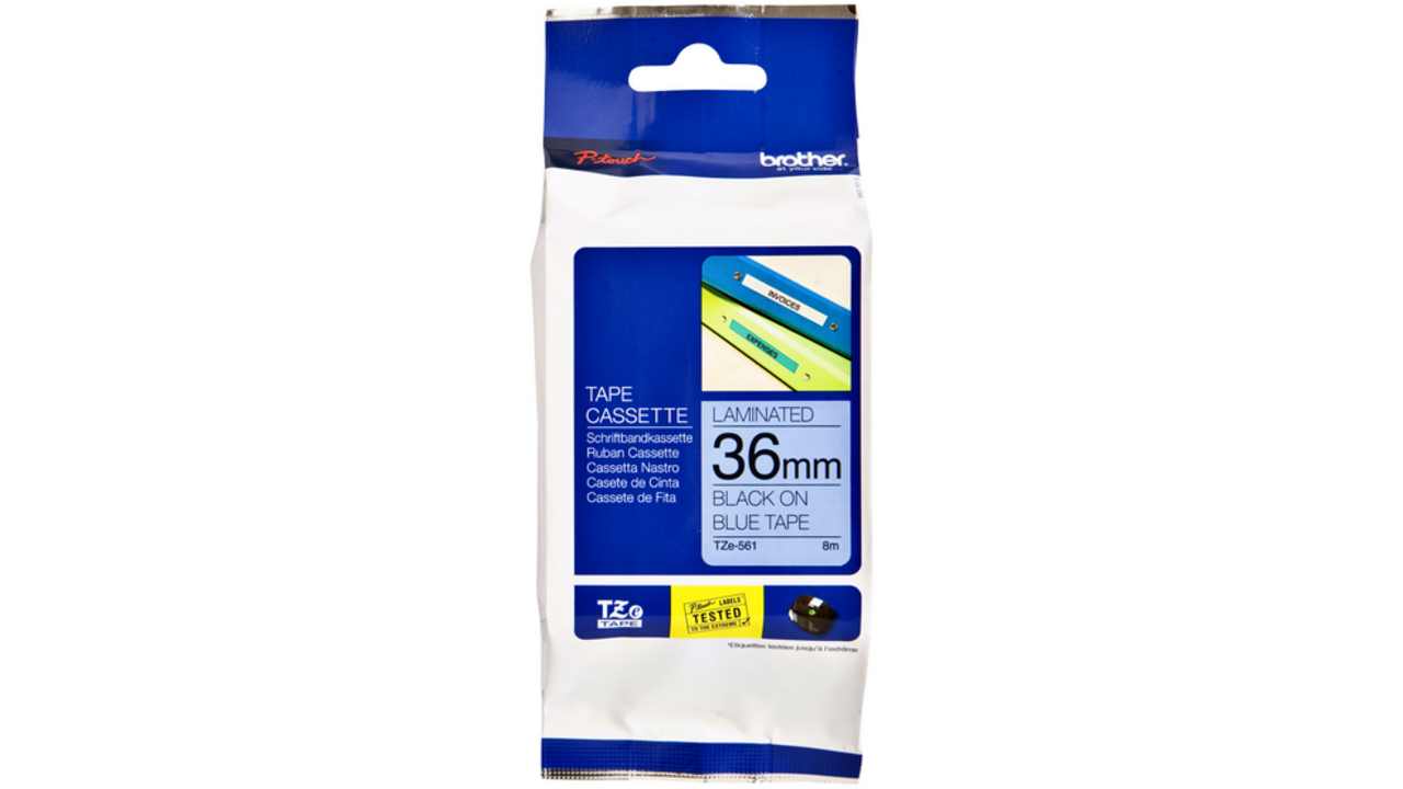 Labeltape Brother P-touch TZE-561 36mm zwart op blauw