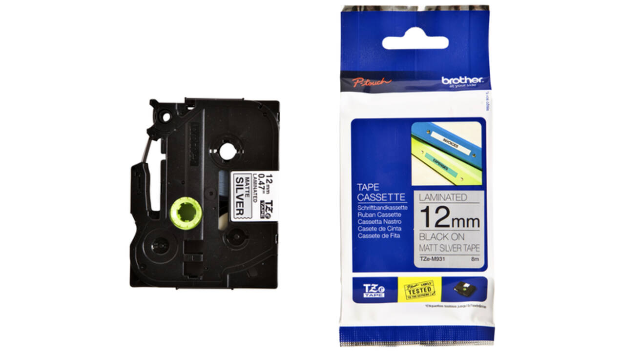 Labeltape Brother P-touch TZE-M931 12mm zwart op metalic