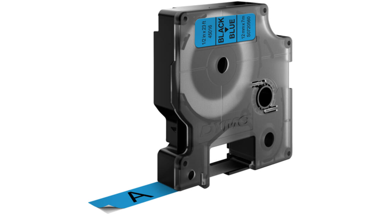 Labeltape Dymo LabelManager D1 polyester 12mm zwart op blauw