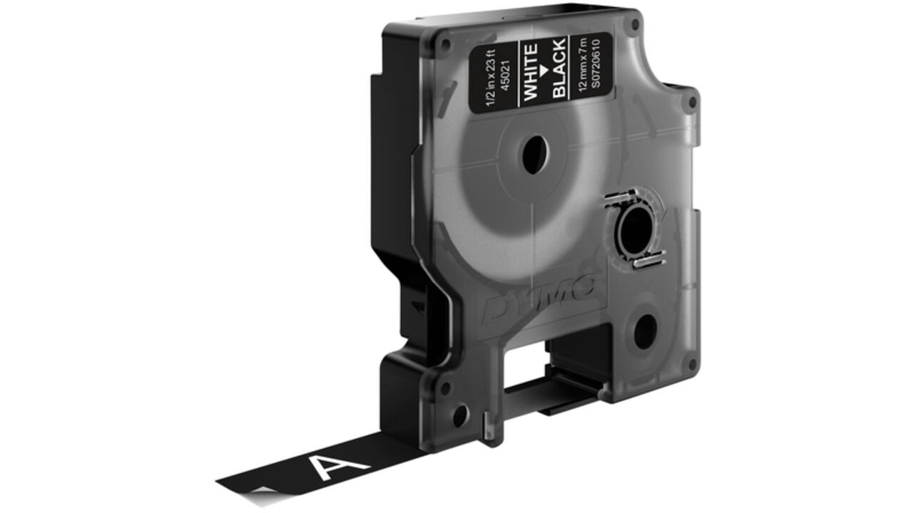 Labeltape Dymo LabelManager D1 polyester 12mm wit op zwart