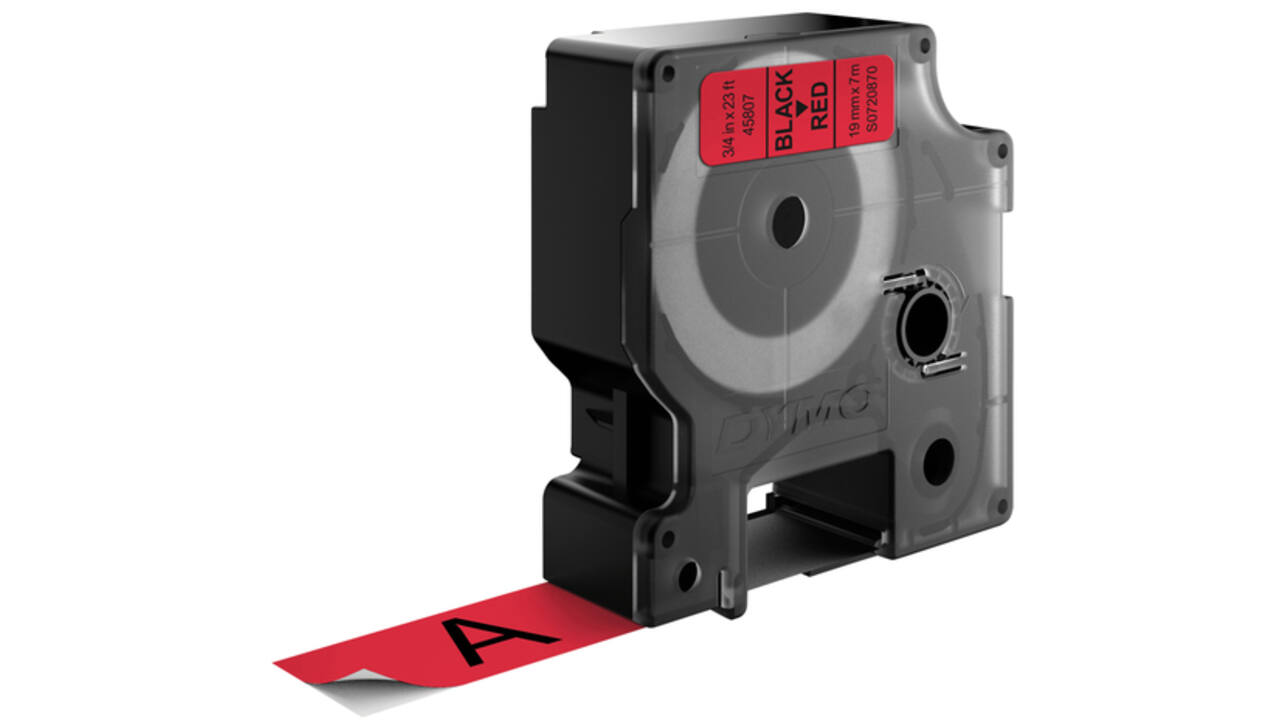 Labeltape Dymo LabelManager D1 polyester 19mm zwart op rood
