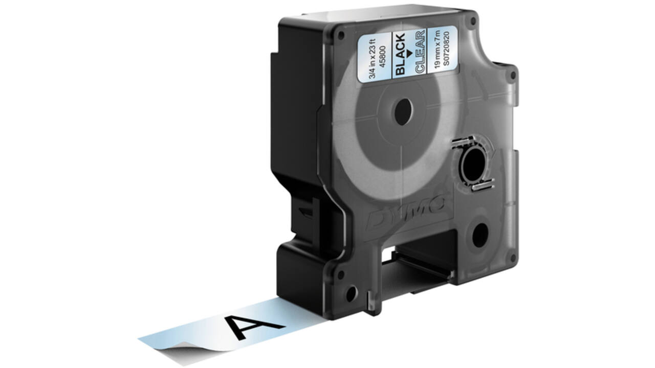 Labeltape Dymo LabelManager D1 polyester 19mm zwart op transparant