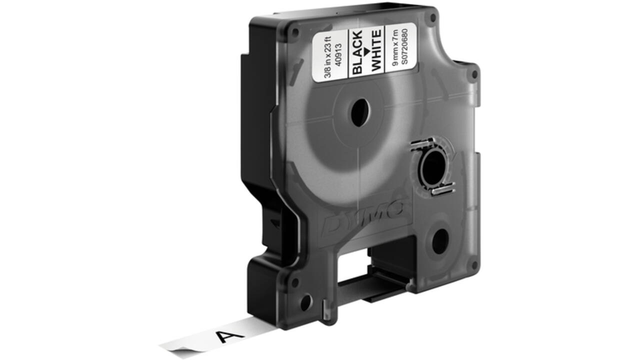 Labeltape Dymo LabelManager D1 polyester 9mm zwart op wit