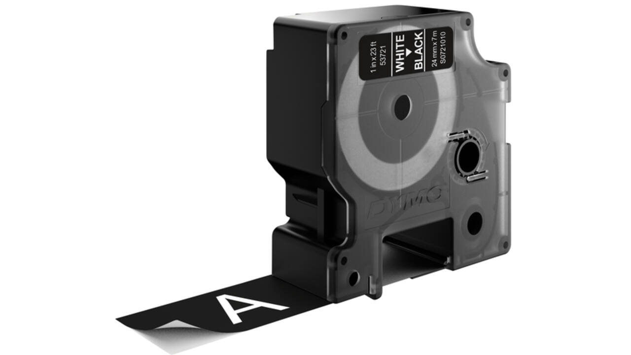 Labeltape Dymo LabelManager D1 polyester 24mm wit op zwart