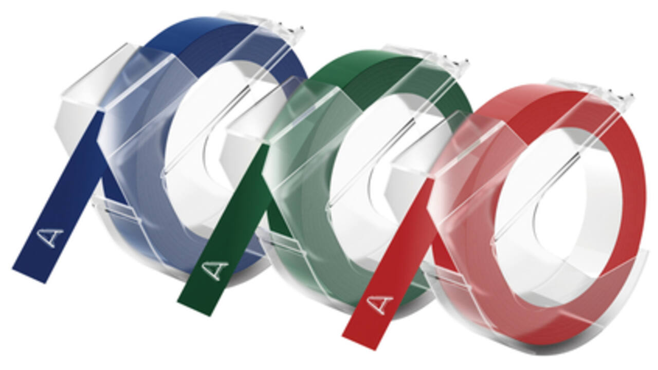 Reliëftape Dymo embossing vinyl 9mm assorti 3 stuks