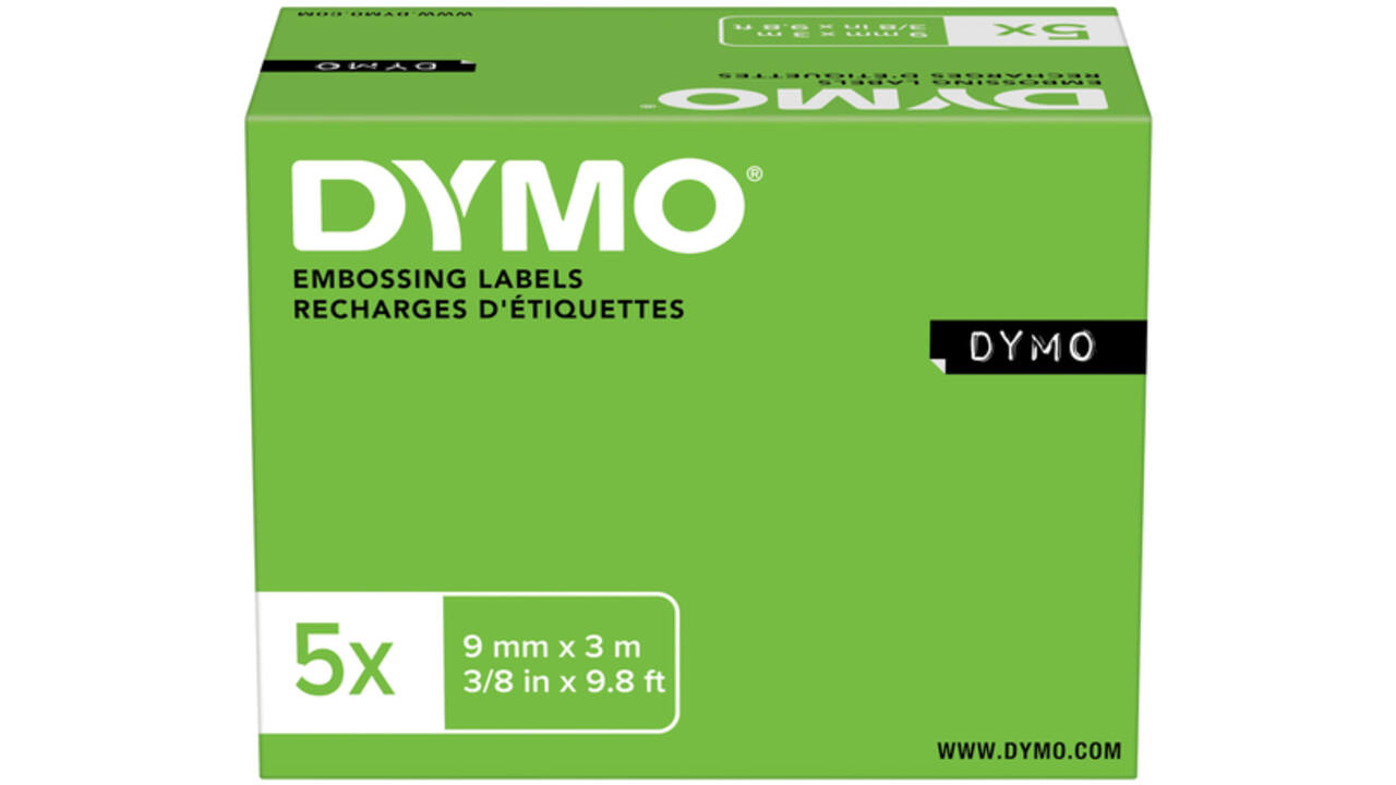 Reliëftape Dymo embossing vinyl 9mm assorti 3 stuks