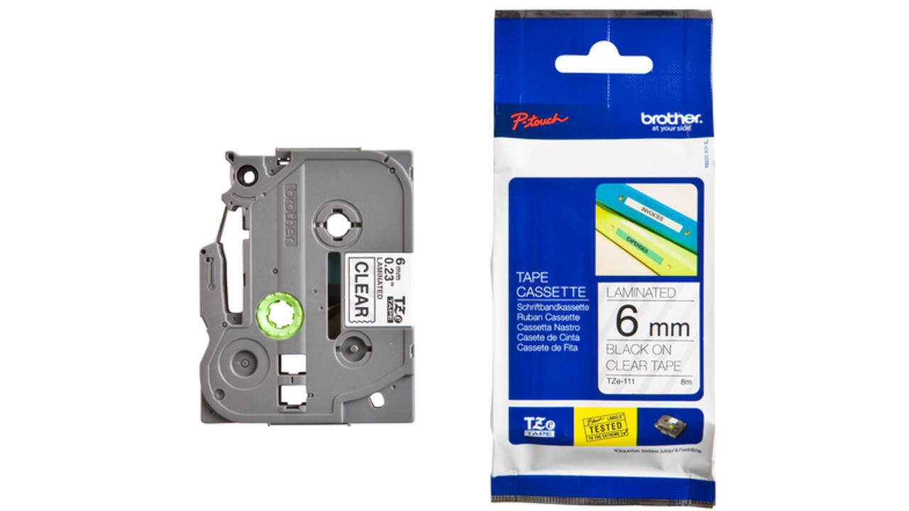 Labeltape Brother P-touch TZE-111 6mm zwart op transparant