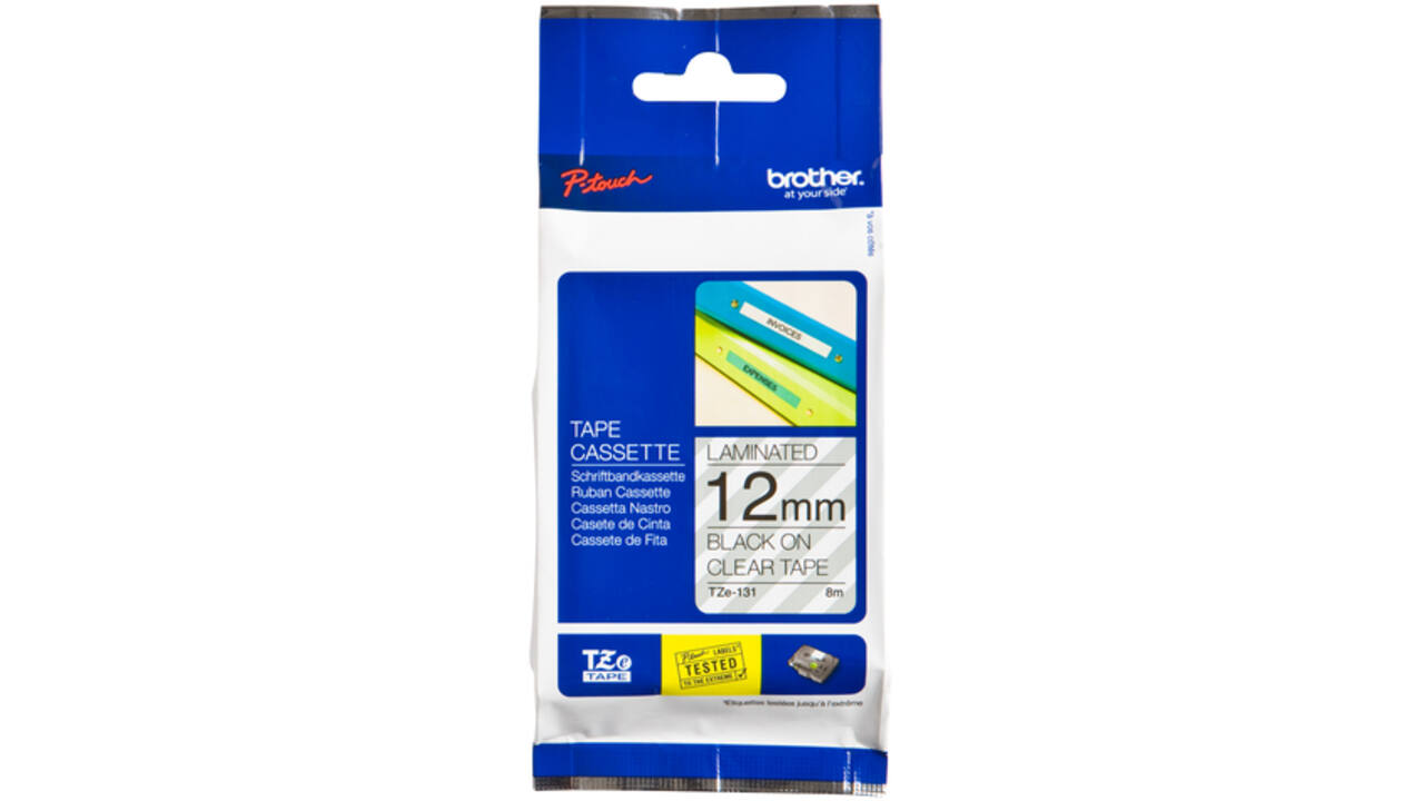 Labeltape Brother P-touch TZE-131 12mm zwart op transparant