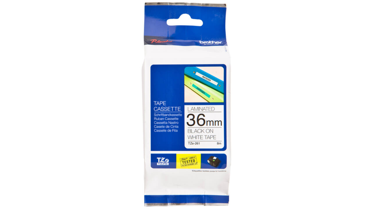 Labeltape Brother P-touch TZE-261 36mm zwart op wit