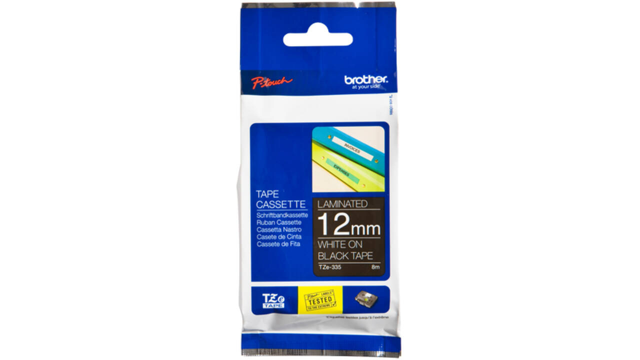 Labeltape Brother P-touch TZE-335 12mm wit op zwart