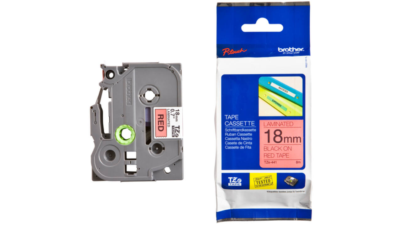 Labeltape Brother P-touch TZE-441 18mm zwart op rood