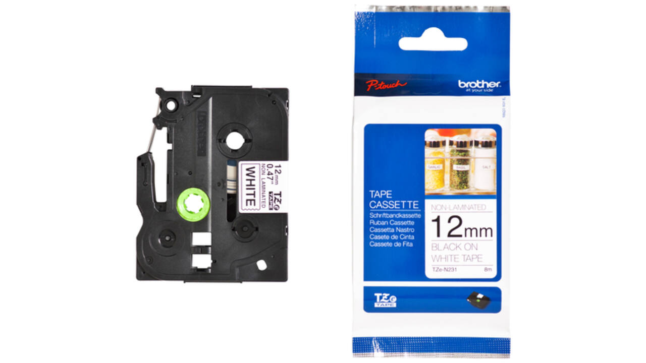 Labeltape Brother P-touch TZE-N231 12mm zwart op wit