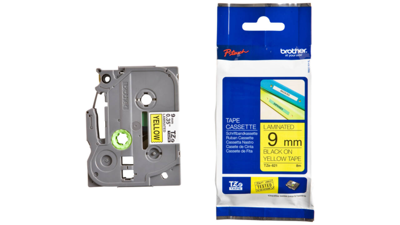 Labeltape Brother P-touch TZE-621 9mm zwart op geel