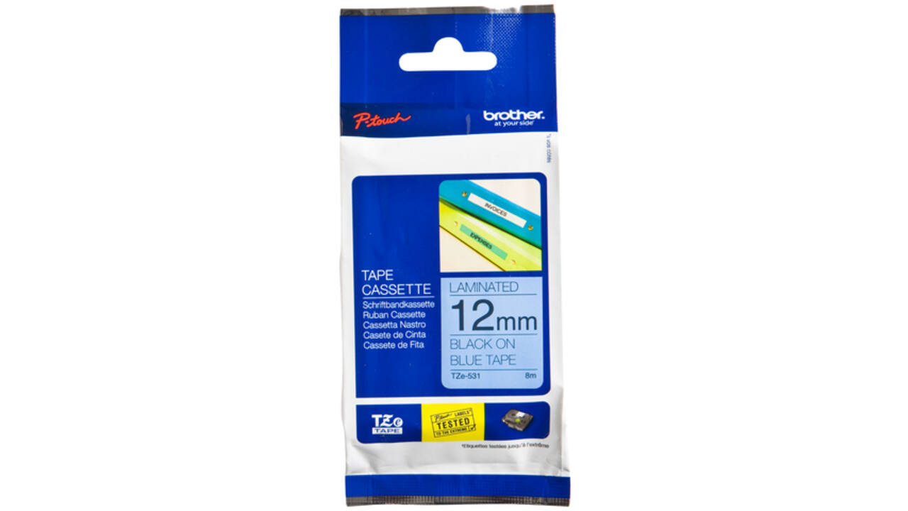 Labeltape Brother P-touch TZE-531 12mm zwart op blauw