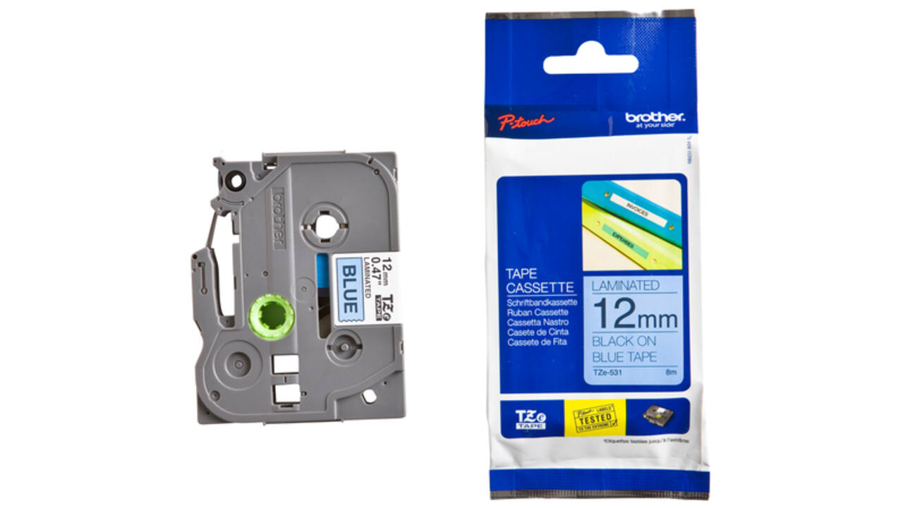 Labeltape Brother P-touch TZE-531 12mm zwart op blauw
