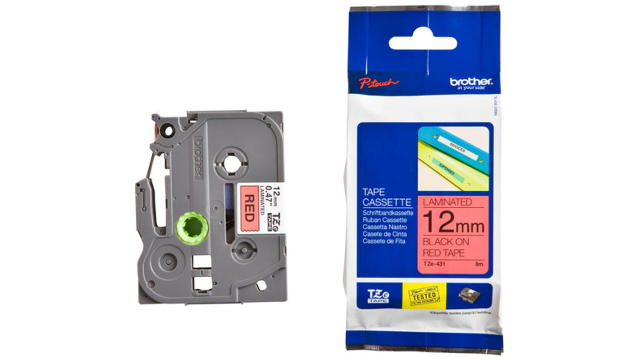 Labeltape Brother P-touch TZE-431 12mm zwart op rood