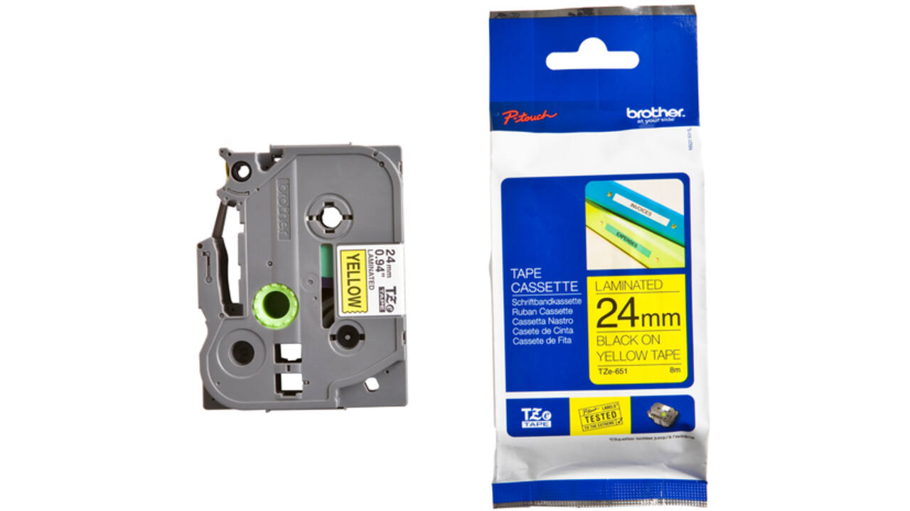 Labeltape Brother P-touch TZE-651 24mm zwart op geel