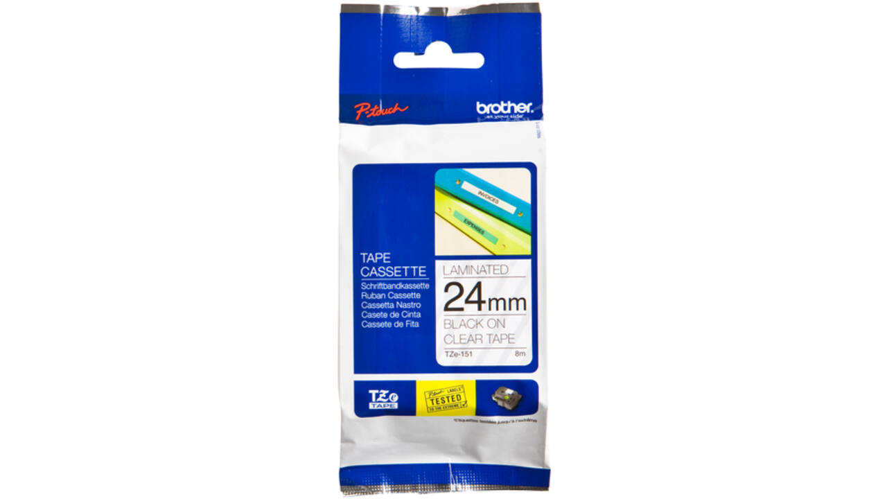 Labeltape Brother P-touch TZE-151 24mm zwart op transparant