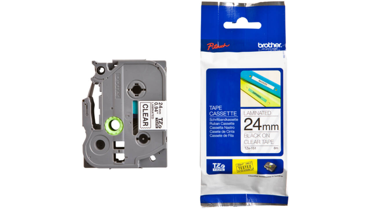 Labeltape Brother P-touch TZE-151 24mm zwart op transparant