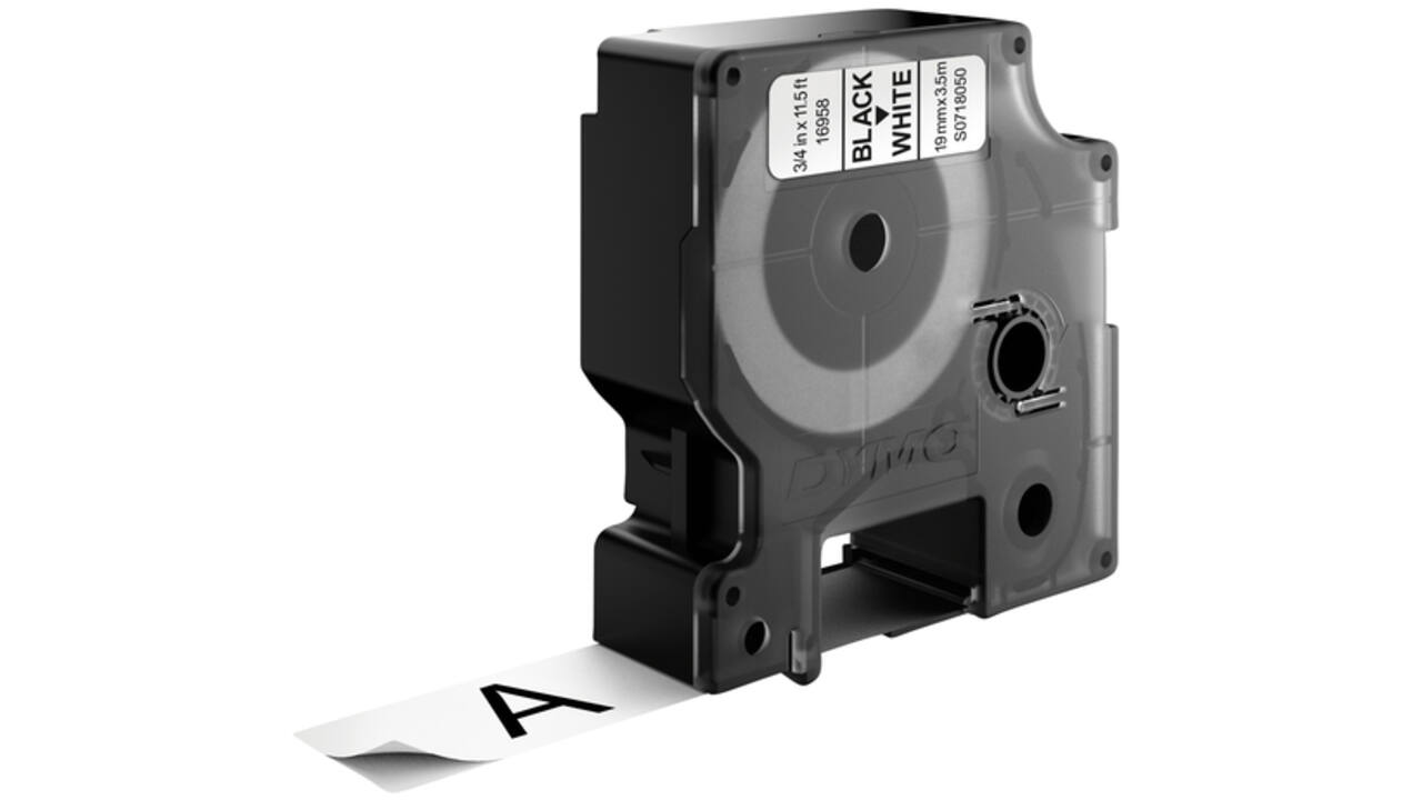 Labeltape Dymo LabelManager D1 nylon 19mm zwart op wit