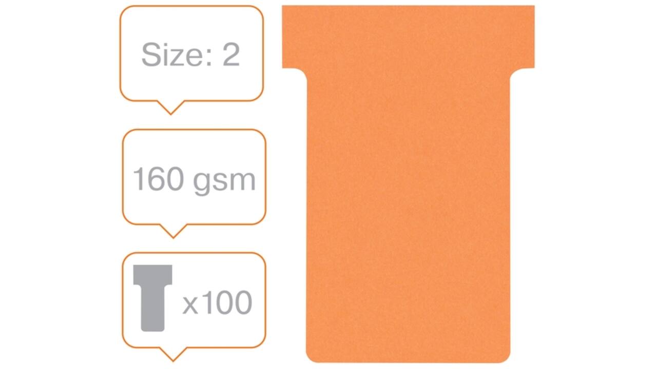 T-kaart Nobo nr.2 48mm oranje 100 stuks
