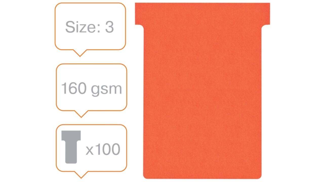 T-kaart Nobo nr.3 80mm rood 100 stuks