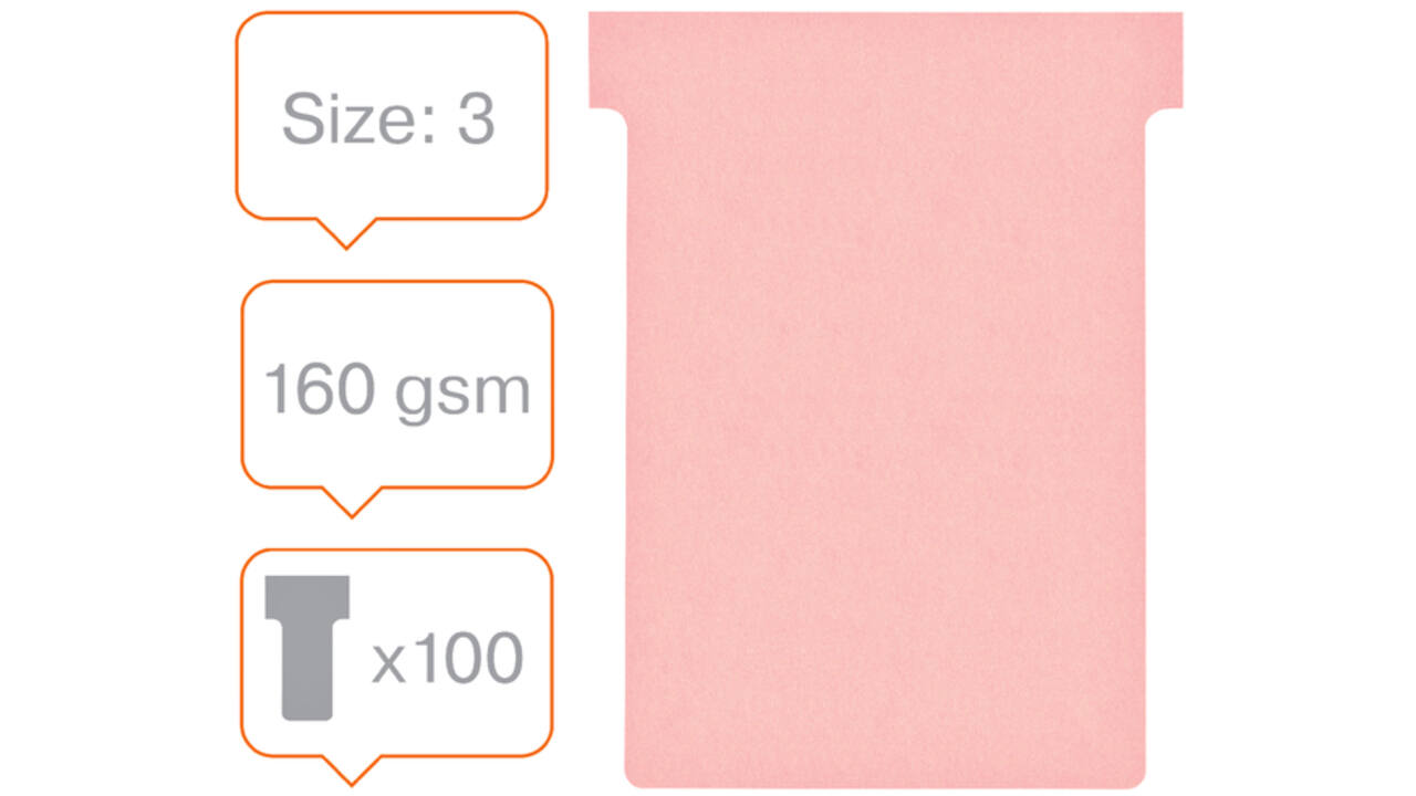 Planbord T-kaart Nobo nr 3 80mm roze 100 stuks