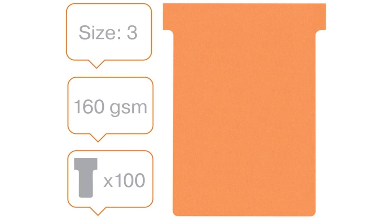 T-kaart Nobo nr.3 80mm oranje 100 stuks