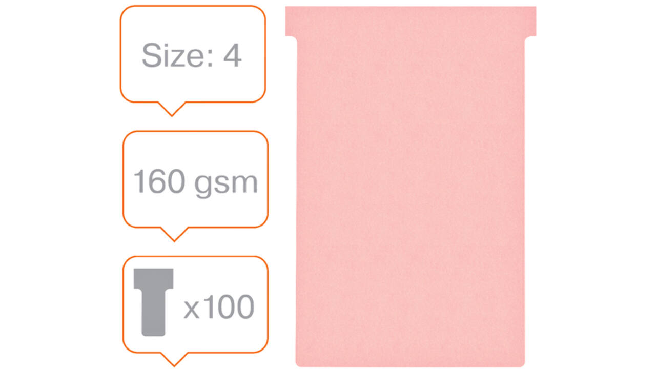 Planbord T-kaart Nobo nr 4 112mm roze 100 stuks