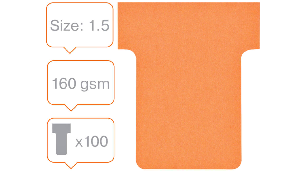 T-kaart Nobo nr 1.5 36mm oranje 100 stuks