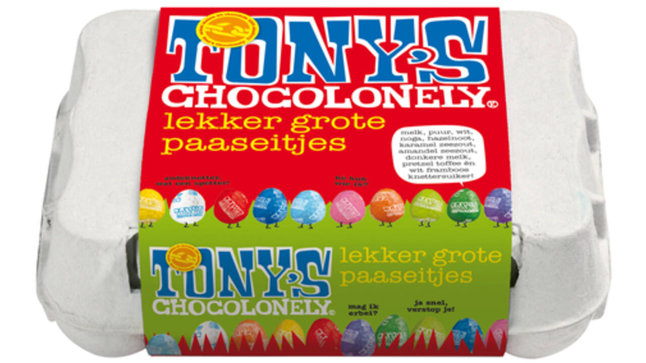 Chocolade Tony's Chocolonely paaseitjes doos mix 12 stuks