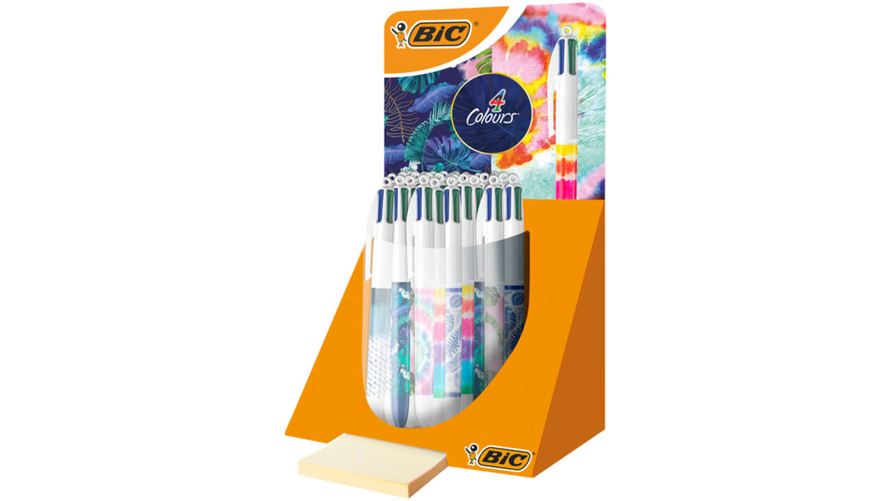 Balpen Bic 4 kleuren medium Botonical & Tie Dye
