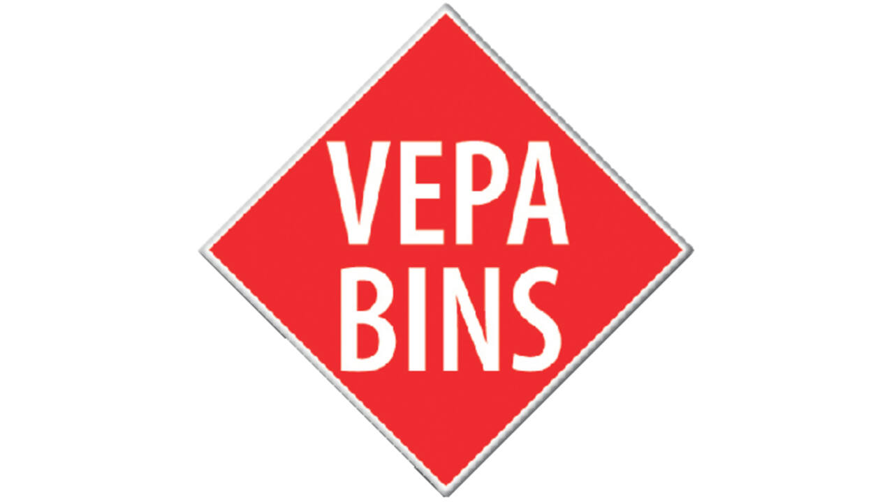 Afvalbak Vepa Bins met pushdeksel 50 liter metaal wit