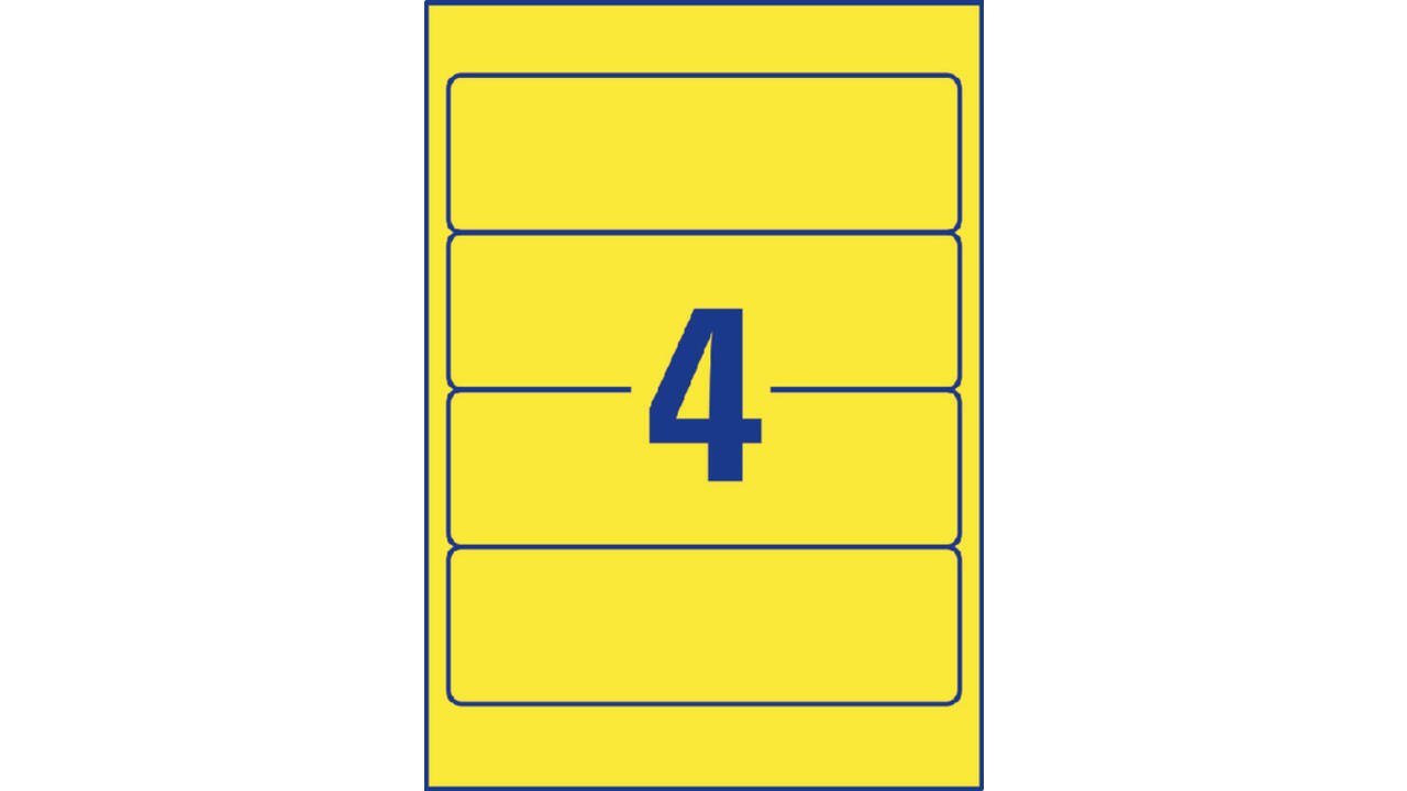 Rugetiket Avery breed 61x192mm zelfklevend geel