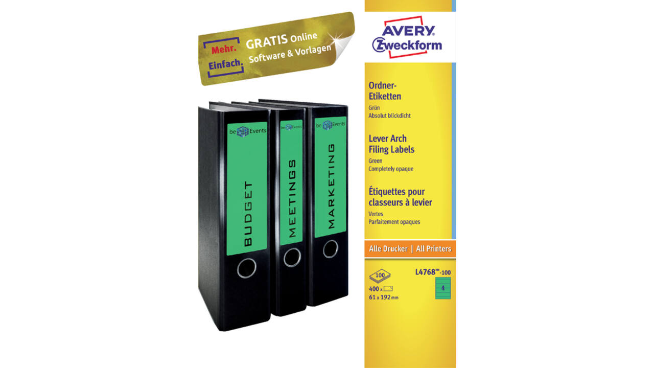 Rugetiket Avery breed 61x192mm zelfklevend groen