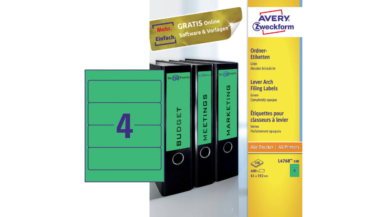 Rugetiket Avery breed 61x192mm zelfklevend groen