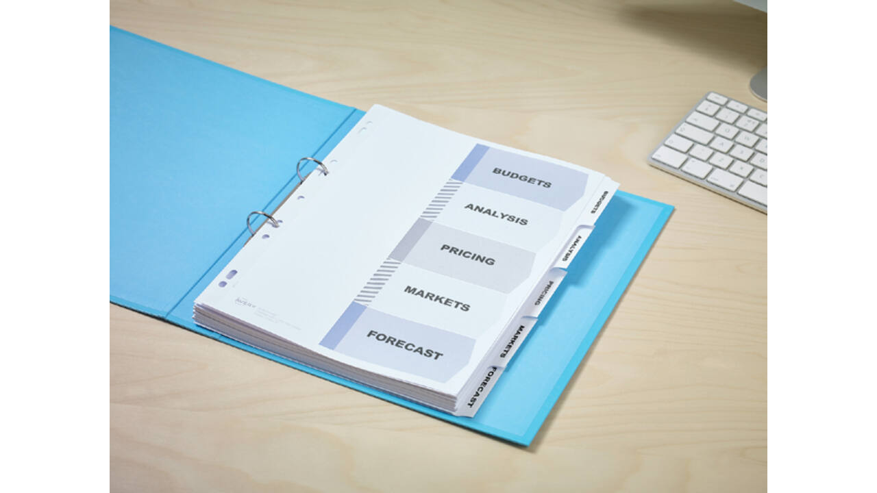 Tabbladen Avery Indexmaker 9-gaats 5-delig wit